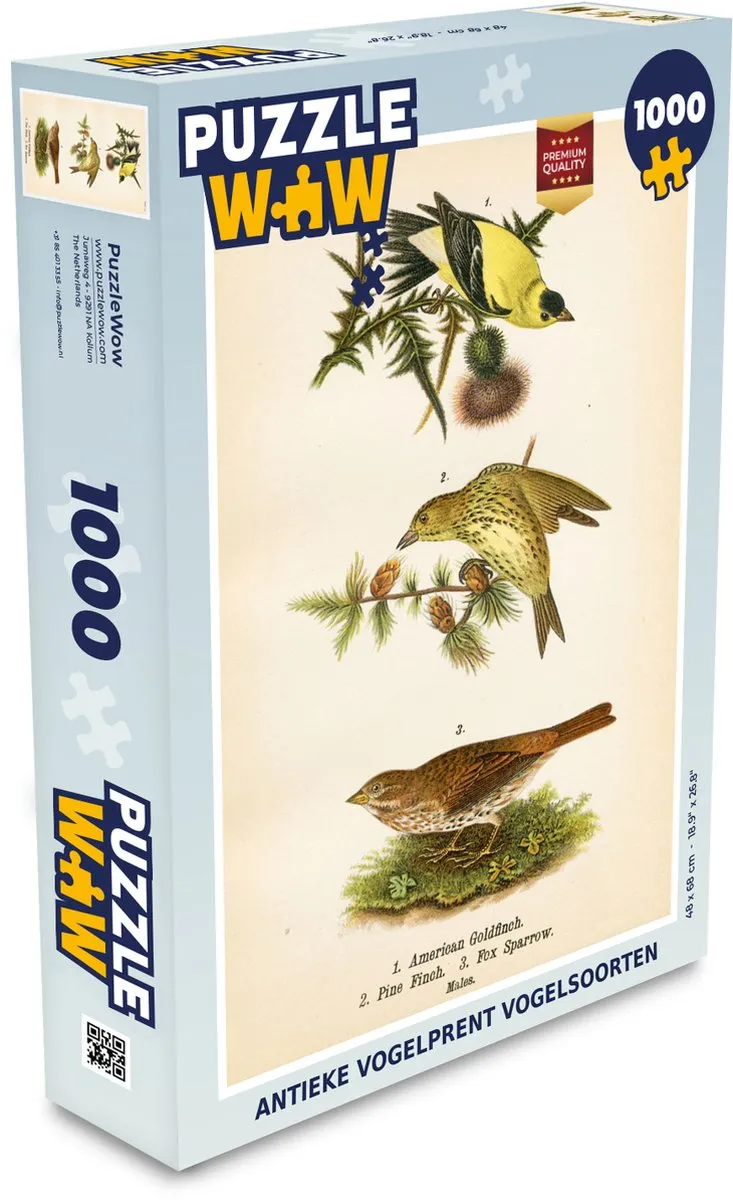 PuzzleWow Antieke Vogelprent Legpuzzel 1000 Stuks