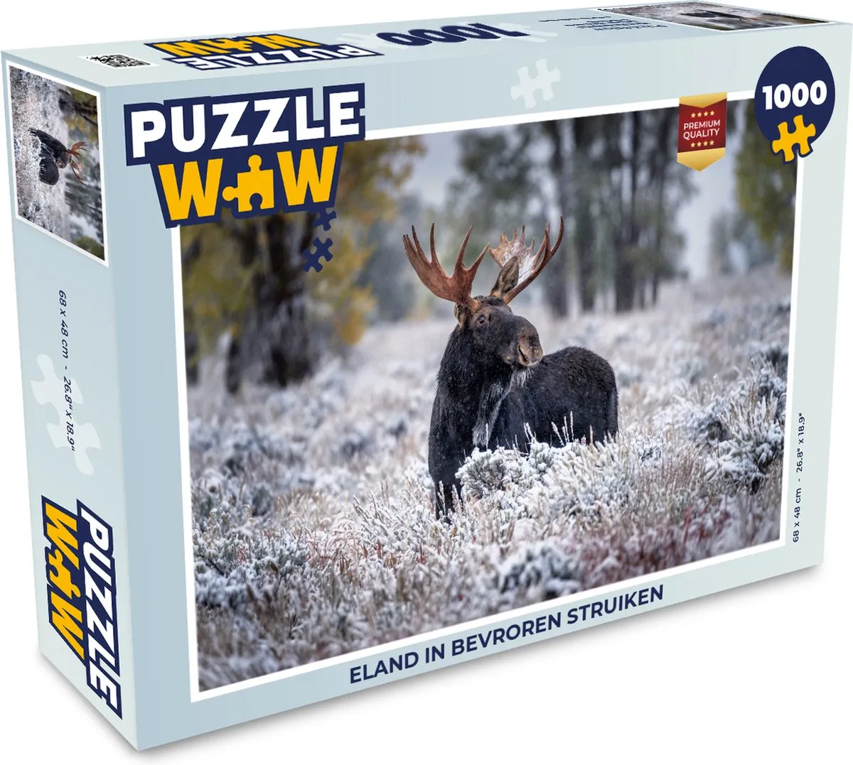 PuzzleWow Legpuzzel Eland in Bevroren Struiken 1000 Stuks - Multicolor