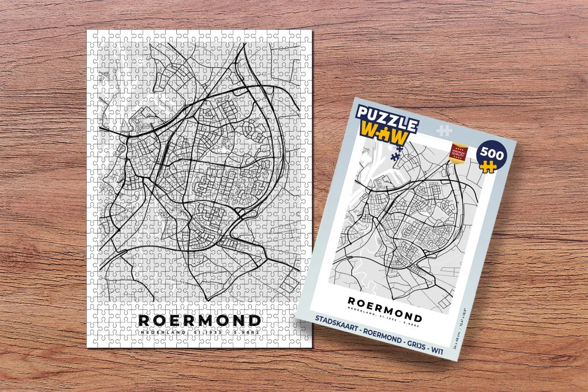 PuzzleWow Stadskaart Roermond Legpuzzel 500 Stuks - Multicolor
