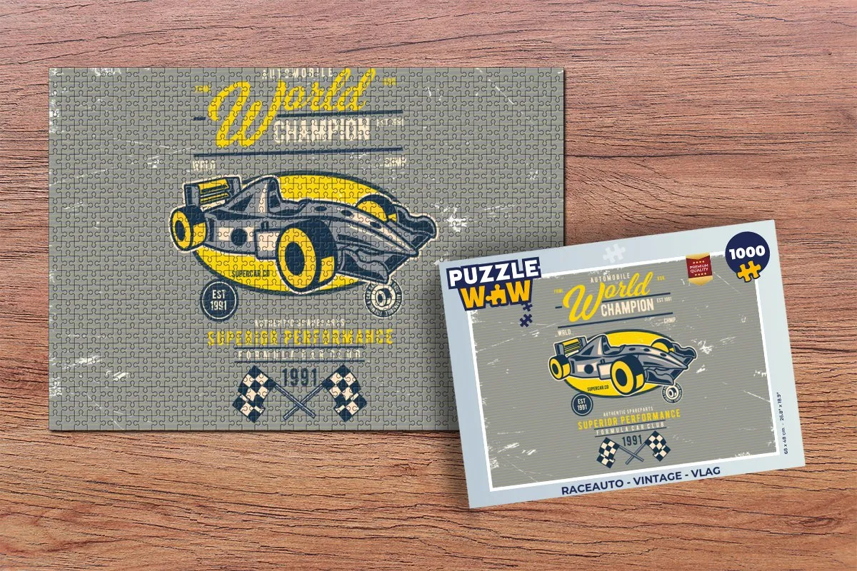 PuzzleWow Raceauto Vintage Legpuzzel 1000 Stuks - Multicolor