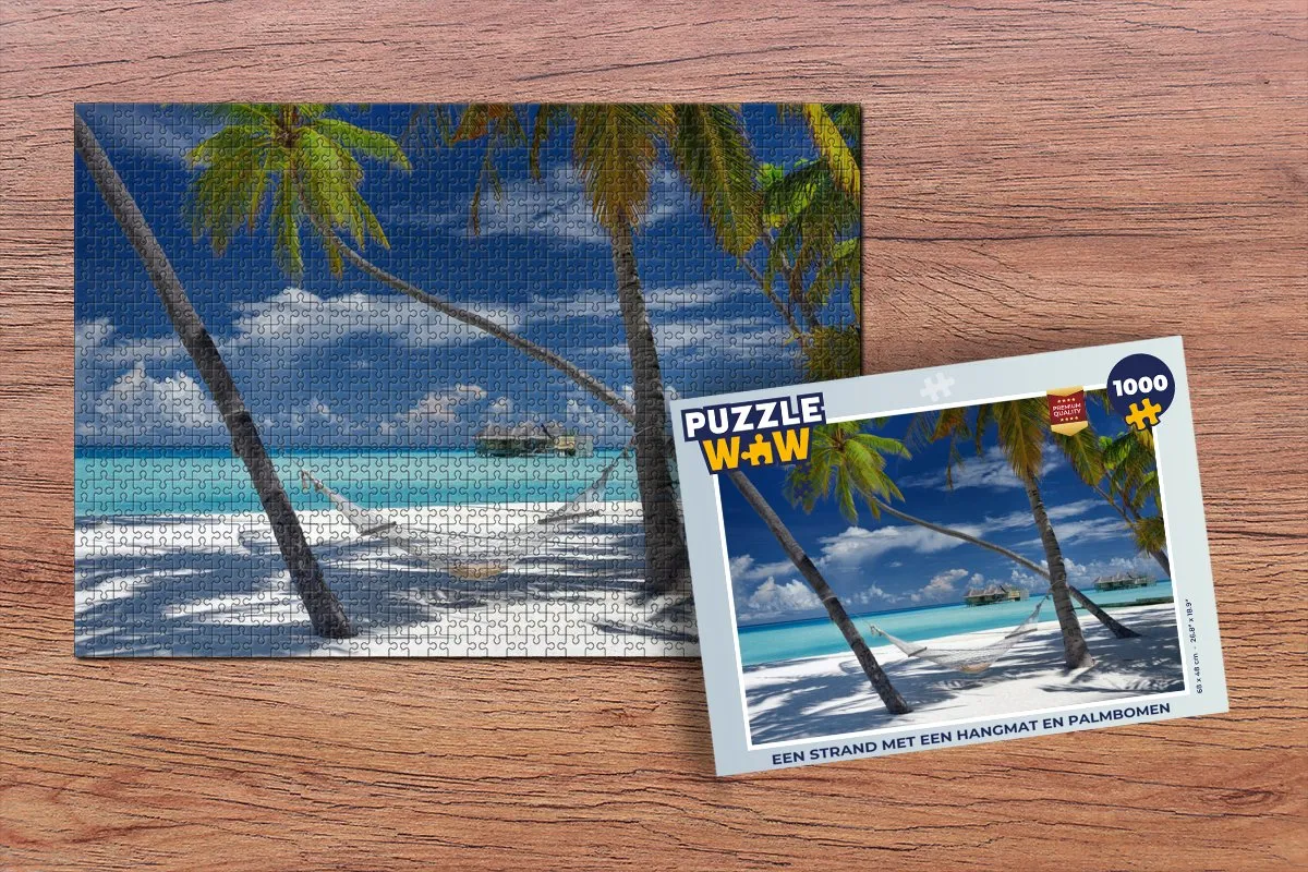 PuzzleWow Strand Zomer Hangmat Legpuzzel 1000 Stuks - Multicolor