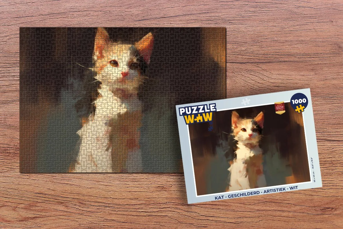 PuzzleWow Kat Legpuzzel 1000 Stuks - Wit