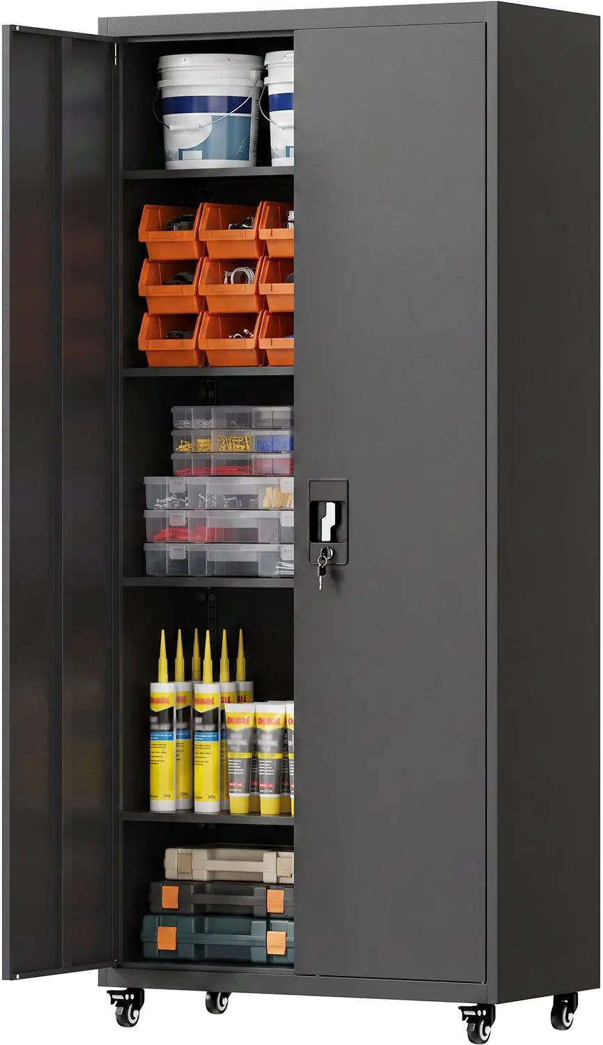 HOMCOM Tool Chest-Stahl-80 x 40 x 180 cm-Schwarz