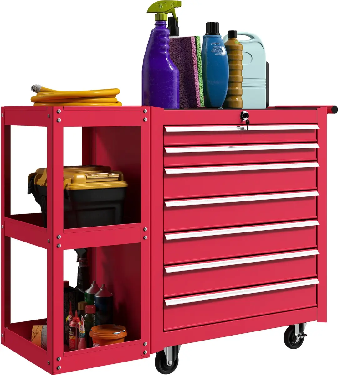 HOMCOM Tool Chest-Stahl, EVA-96L x 33,5B x 75H cm-Rot