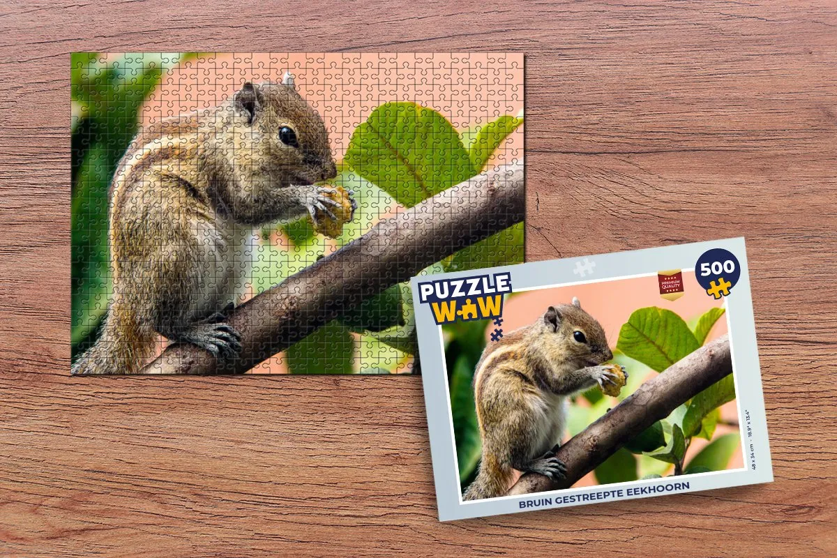 PuzzleWow Legpuzzel Bruin gestreepte eekhoorn 500 Stuks - 500 Puzzeldelen