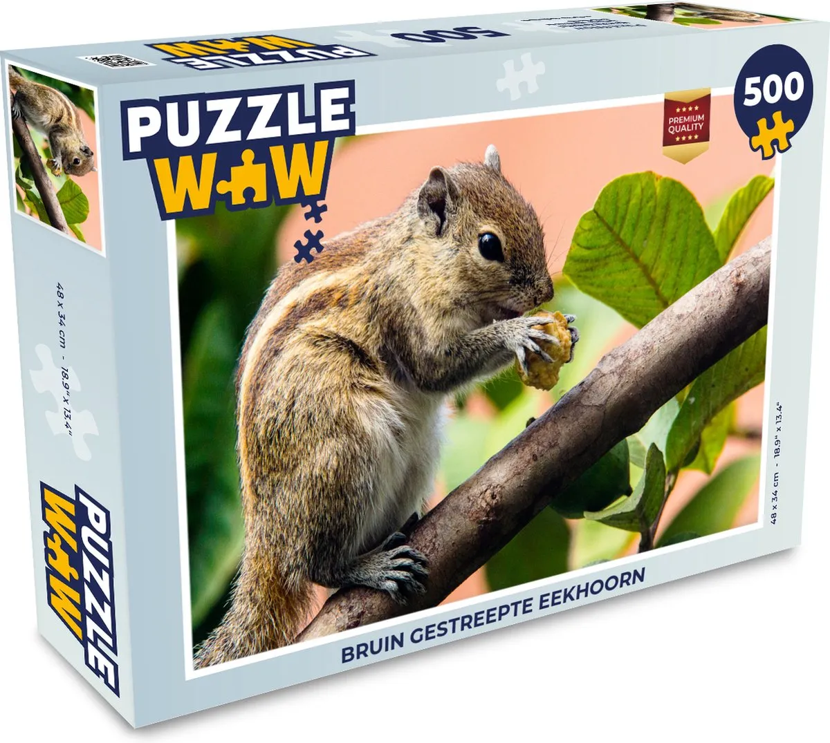 PuzzleWow Legpuzzel Bruin gestreepte eekhoorn 500 Stuks - 500 Puzzeldelen