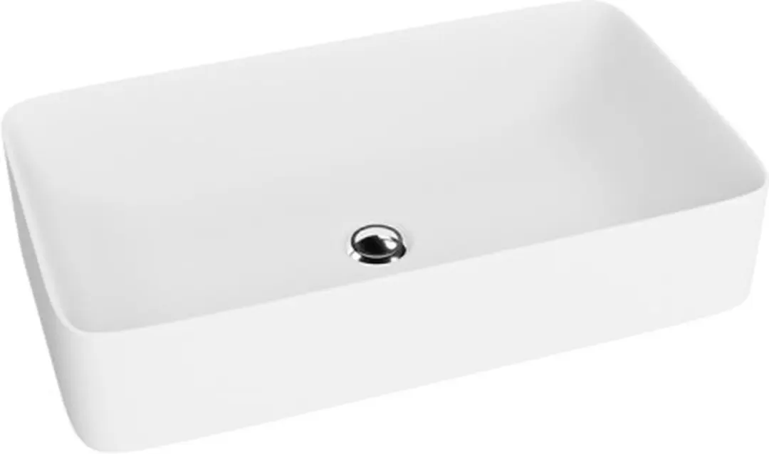 Domino LAVITA opbouw wastafel Pasana White mat opbouw wastafel rechthoekig wastafel zonder overloop en Hahnloch van hochwertigem porselein Waschtisch