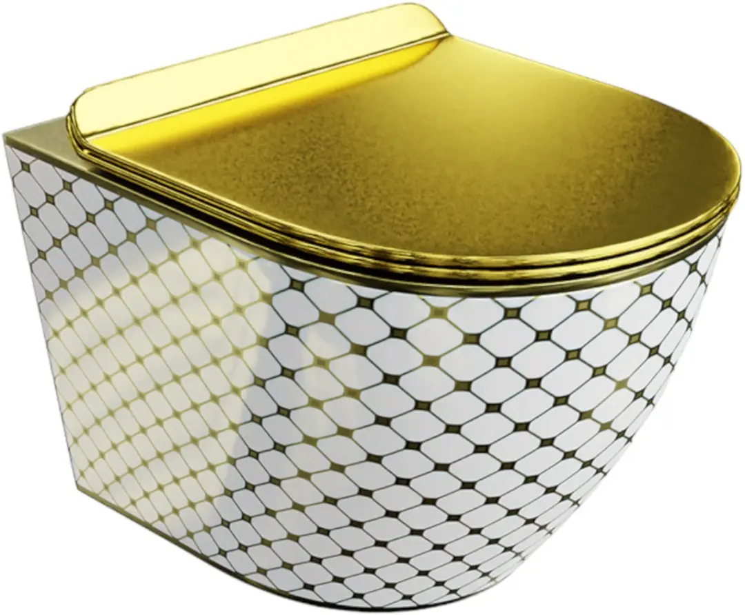 LAVITA hangtoilet Sofi Slim Checked goud Hänge Toilette WC Sitz Colordeckel met