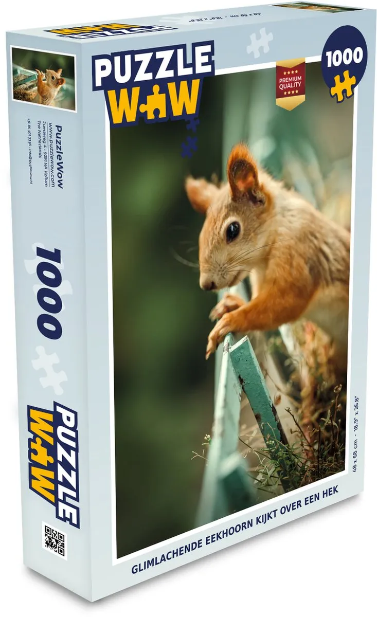 PuzzleWow Legpuzzel Glimlachende Eekhoorn 1000 Stuks - Multicolor