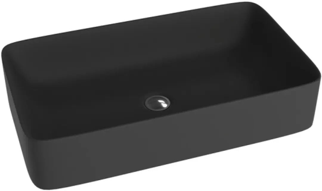 Domino LAVITA opbouw wastafel Pasana zwart opbouw wastafel rechthoekig wastafel zonder overloop en Hahnloch van hochwertigem porselein Waschtisch