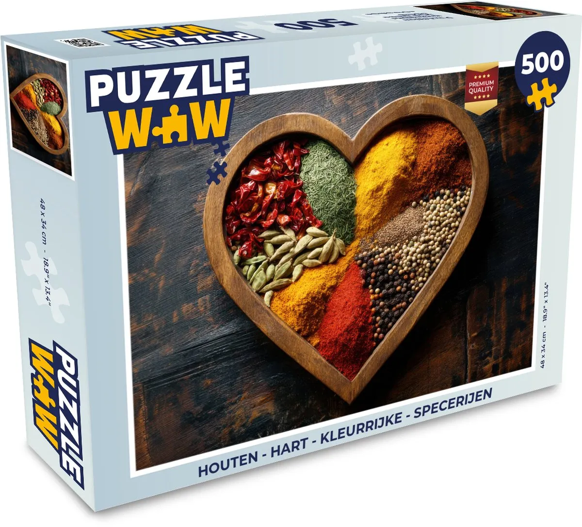 PuzzleWow Hart Specerijen Houten Legpuzzel 500 Stuks - MPN 8721374596686