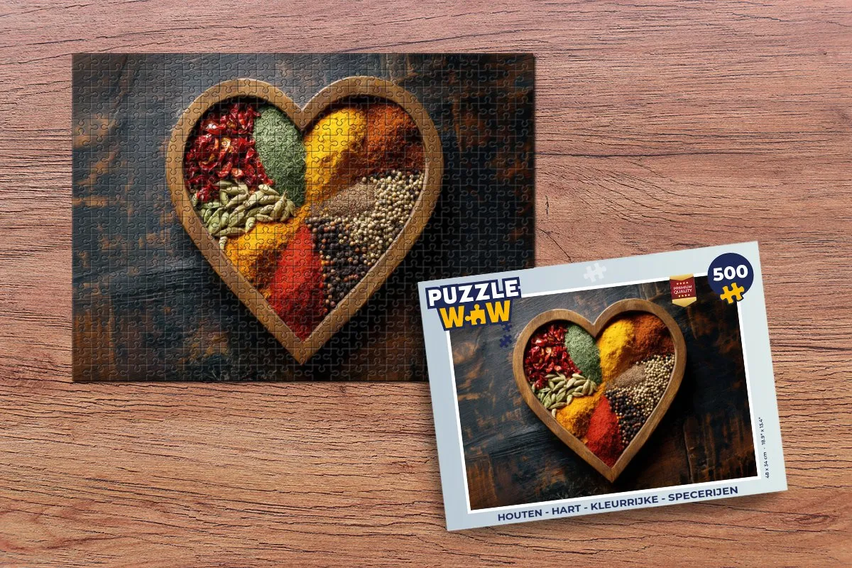 PuzzleWow Hart Specerijen Houten Legpuzzel 500 Stuks - MPN 8721374596686