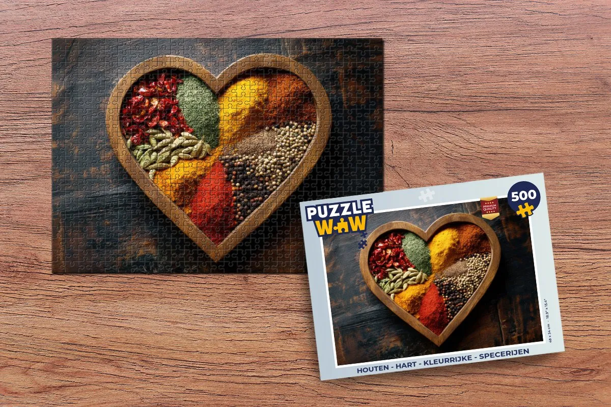 PuzzleWow Hart Specerijen Houten Legpuzzel 500 Stuks - MPN 8721374596686