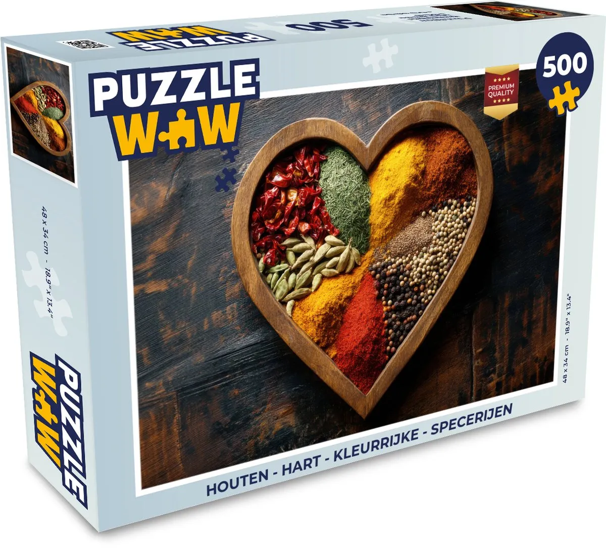 PuzzleWow Hart Specerijen Houten Legpuzzel 500 Stuks