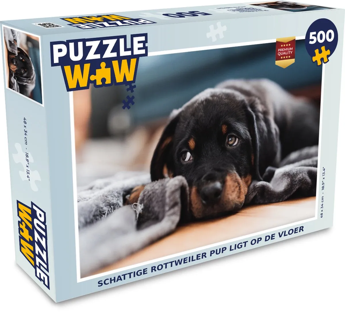 PuzzleWow Legpuzzel Schattige Rottweiler 500 Stuks - Multicolor