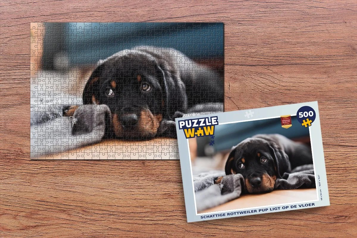 PuzzleWow Legpuzzel Schattige Rottweiler 500 Stuks - Multicolor