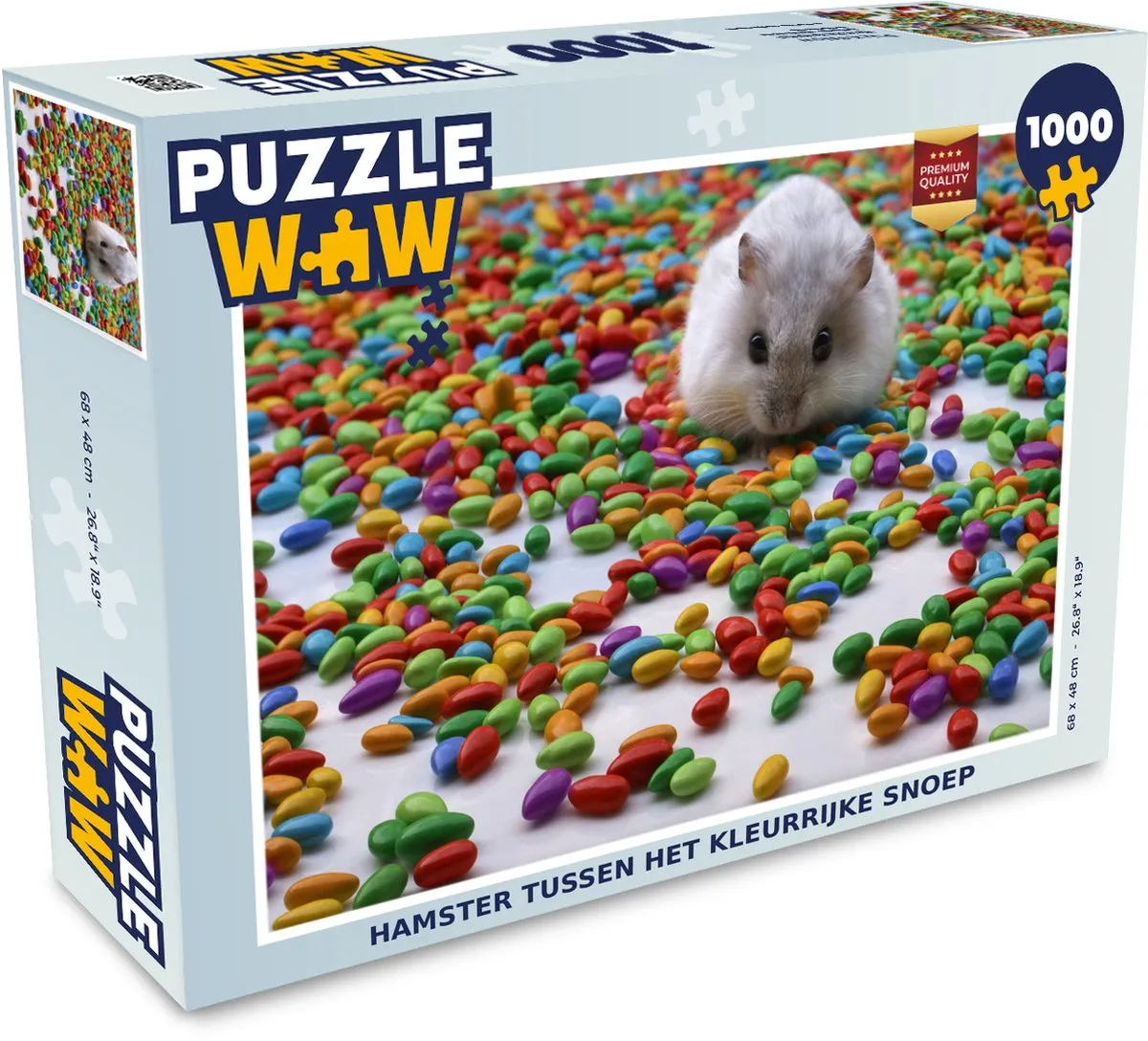 PuzzleWow Hamster tussen het kleurrijke snoep Legpuzzel 1000 Stuks