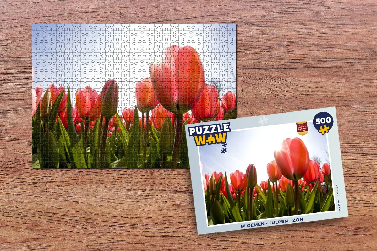 PuzzleWow Bloemen - Tulpen - Zon Legpuzzel 500 Stuks - Multicolor