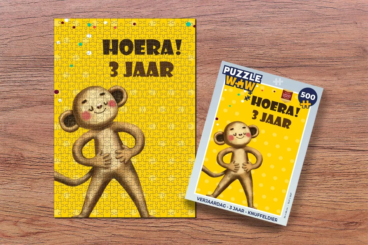 PuzzleWow Verjaardag Knuffeldier Legpuzzel 500 Stuks - Multicolor
