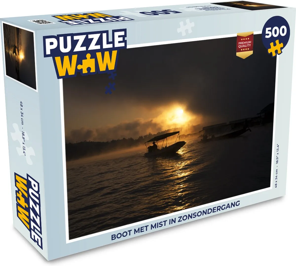 PuzzleWow Boot in Mist Zonsondergang Legpuzzel 500 Stuks