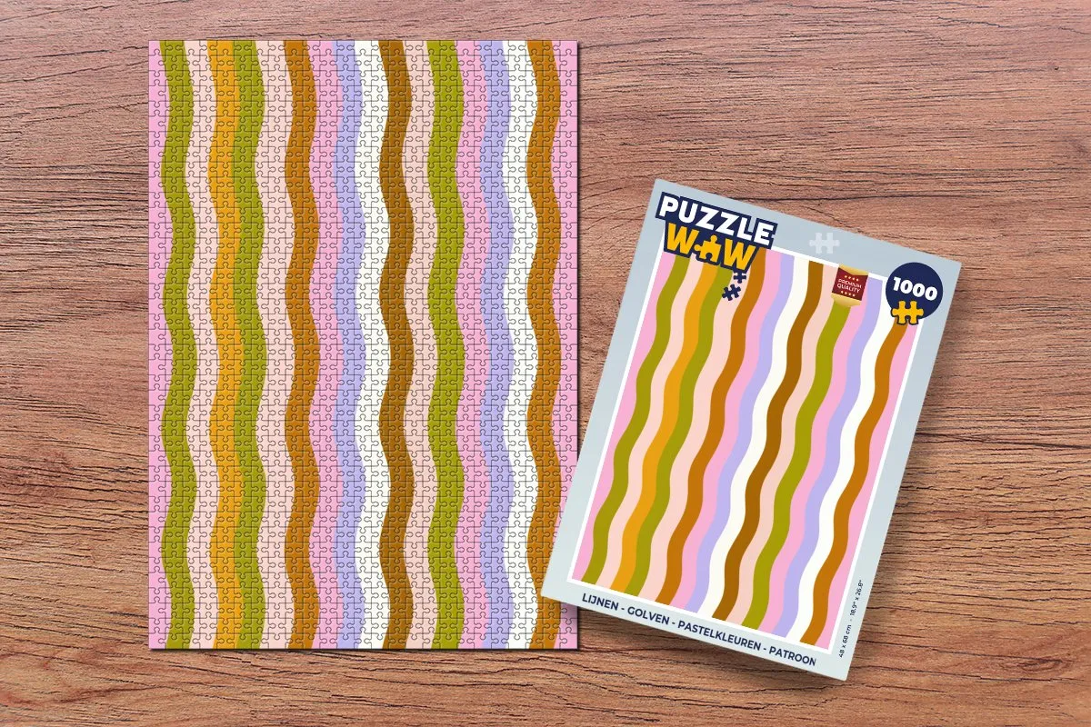 PuzzleWow Legpuzzel 1000 Stuks - Patroon Golven Pastel