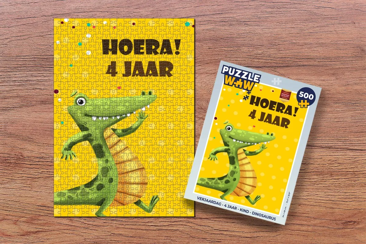 PuzzleWow Verjaardag Dinosaurus Legpuzzel 500 Stuks - Multicolor