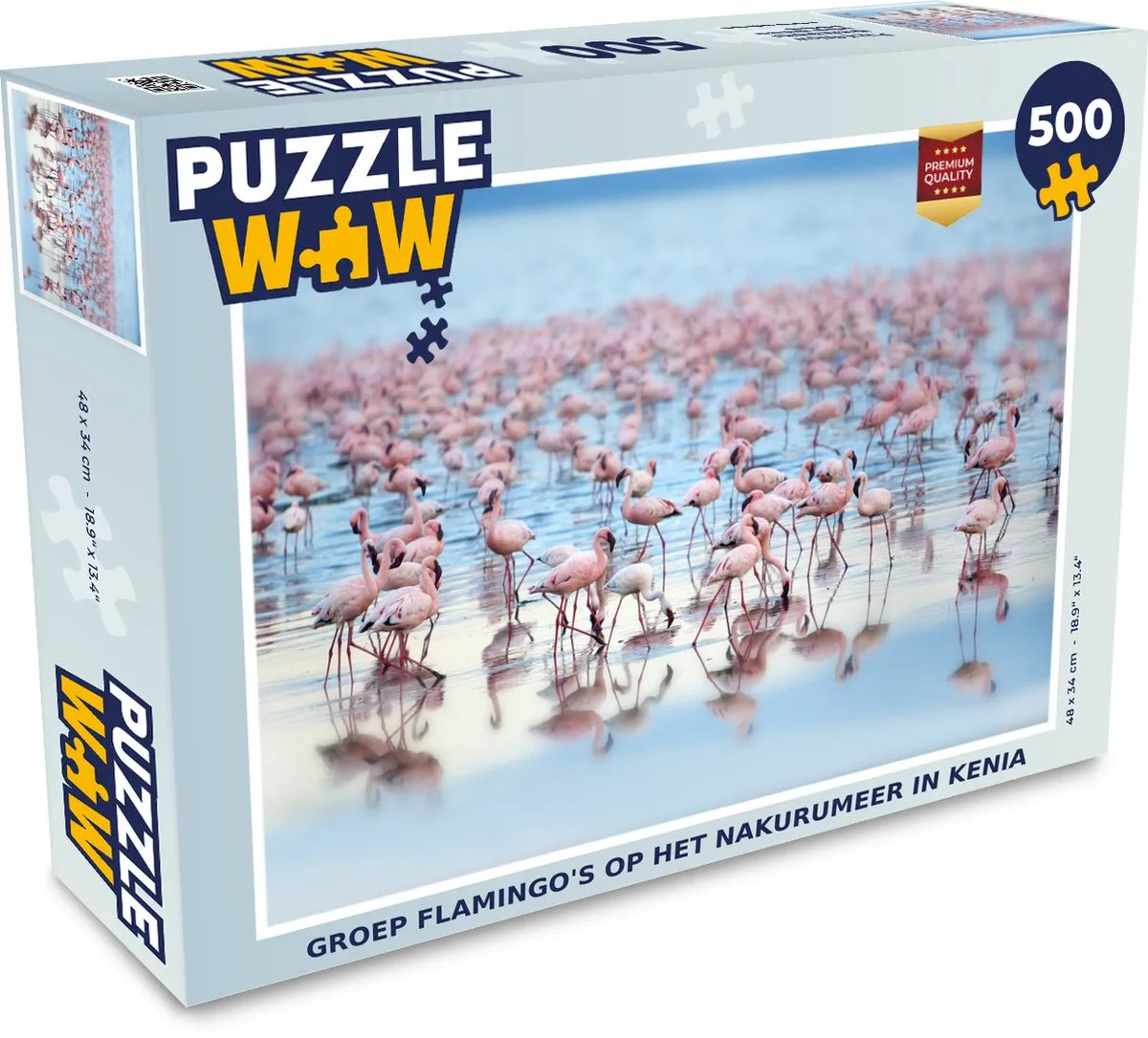 PuzzleWow Legpuzzel Flamingo's Nakurumeer Kenia 500 Stuks