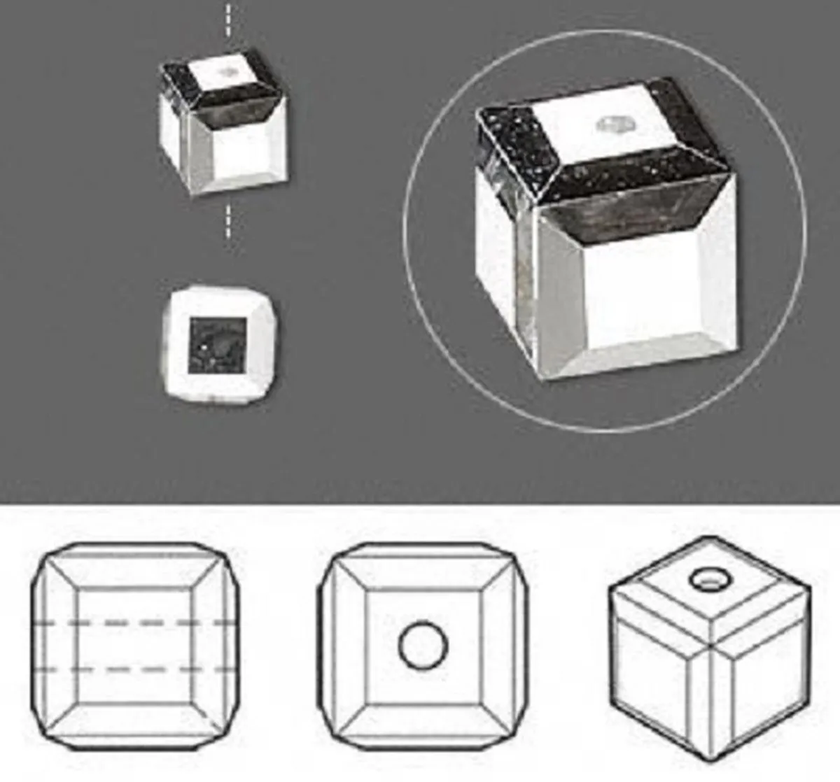 Swarovski Elements Kubus Kralen 6mm Comet Argent