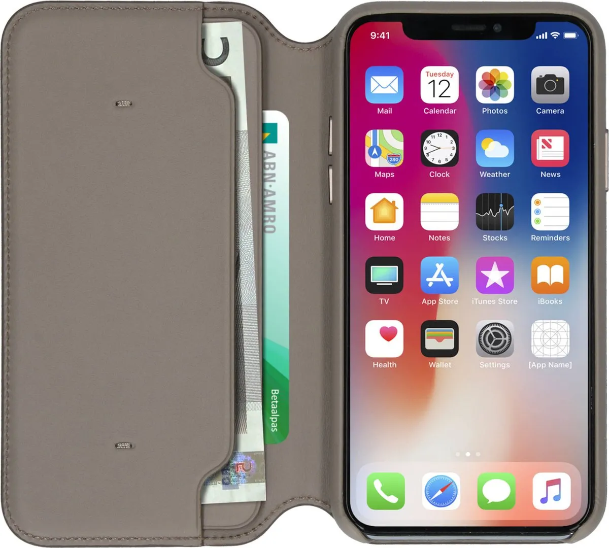 Apple Leren Folio Hoesje iPhone X/Xs MQRY2ZM/A - Taupe - afbeelding 6 van 6