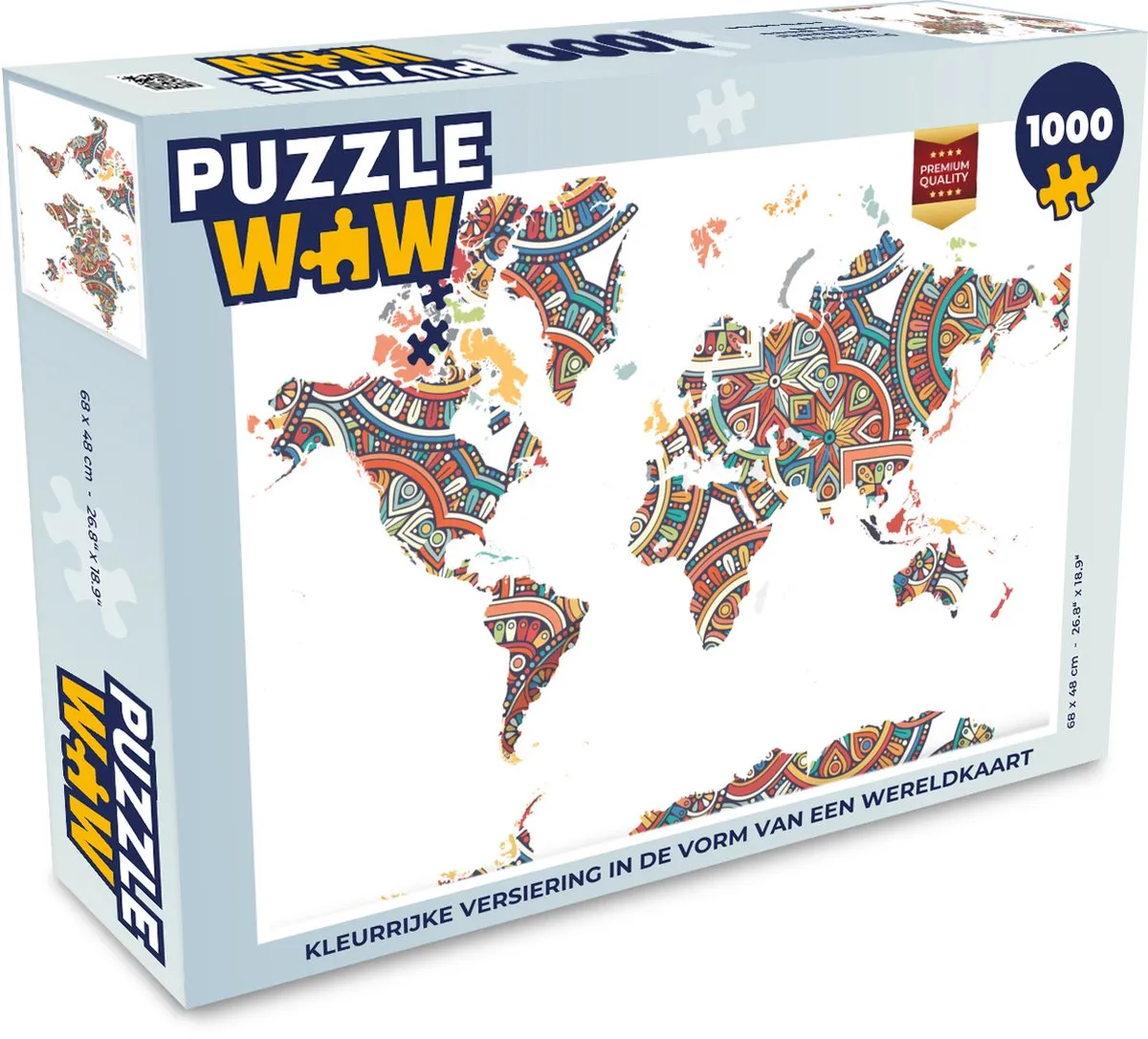 PuzzleWow Wereldkaart Legpuzzel 1000 Stuks