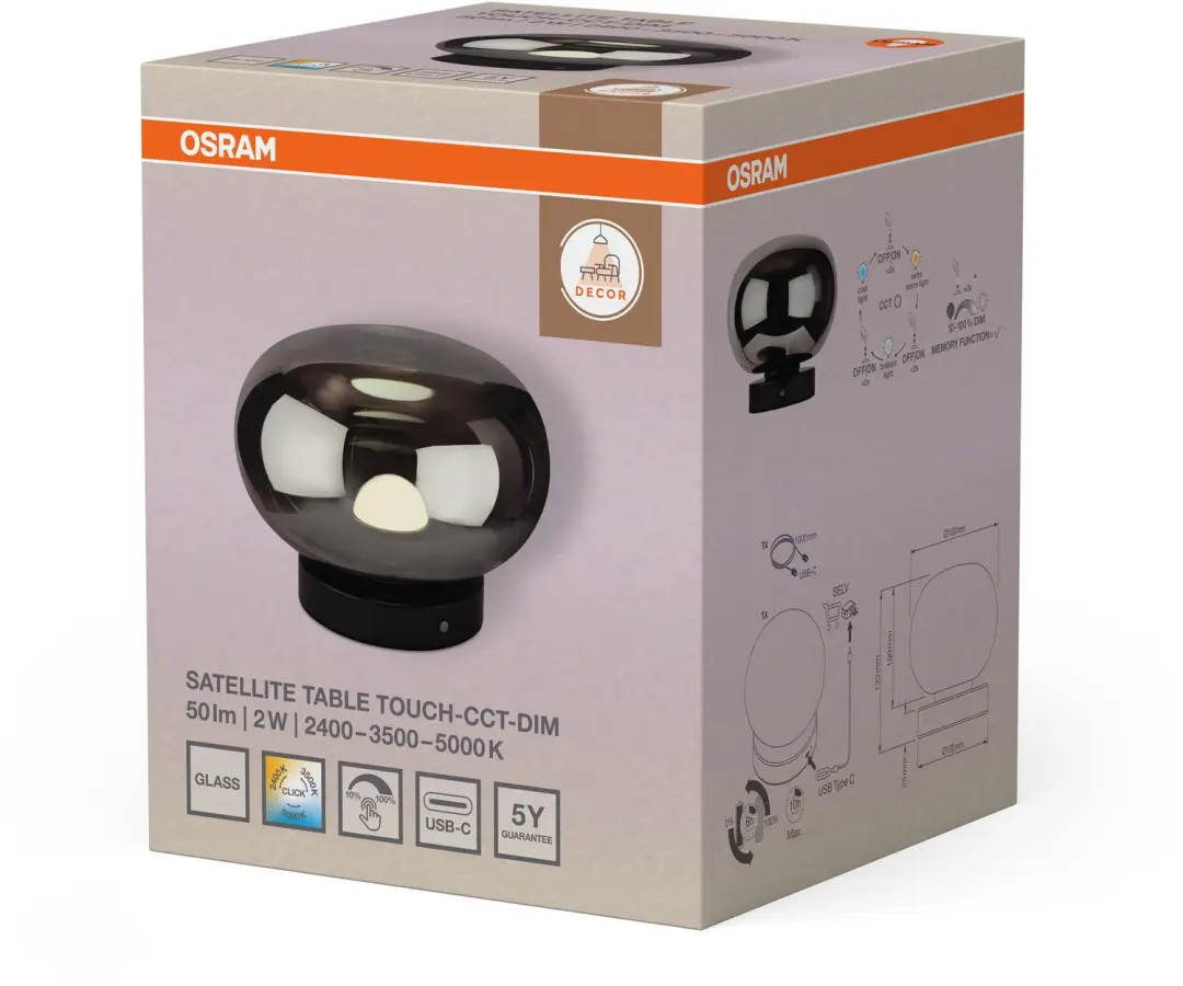 Osram Decor Satellite USB C CCT DIM LED Lamp - Grijs - afbeelding 4 van 4