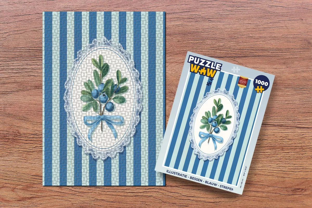 PuzzleWow Legpuzzel Bessen Strepen 1000 Stuks - Blauw
