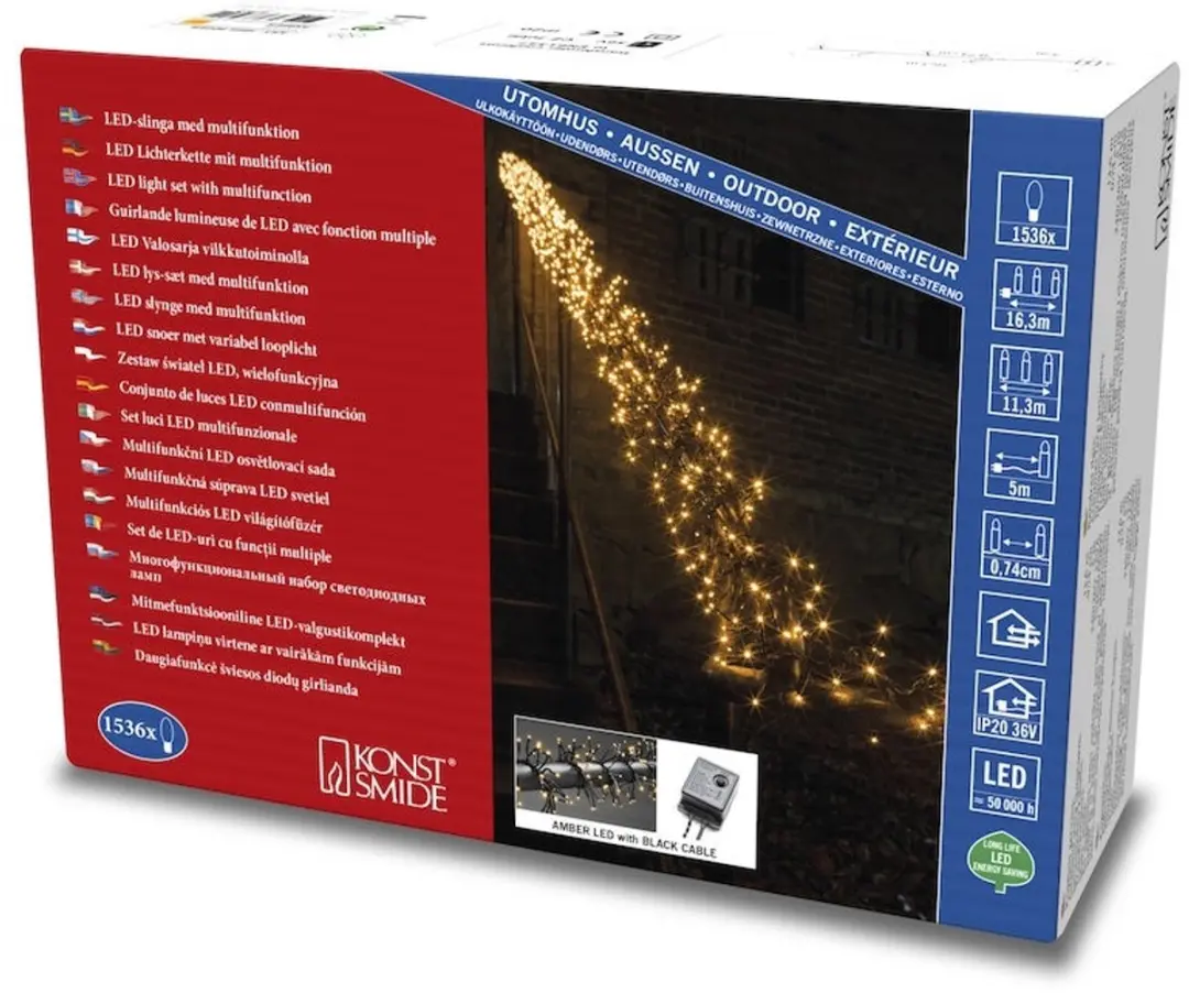 Konstsmide Clusterverlichting 1536 LED 11m Amber - afbeelding 2 van 6