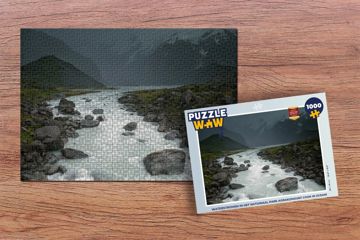 PuzzleWow Waterstromen Nationaal Park Aoraki 1000 Puzzelstukken - Multicolor