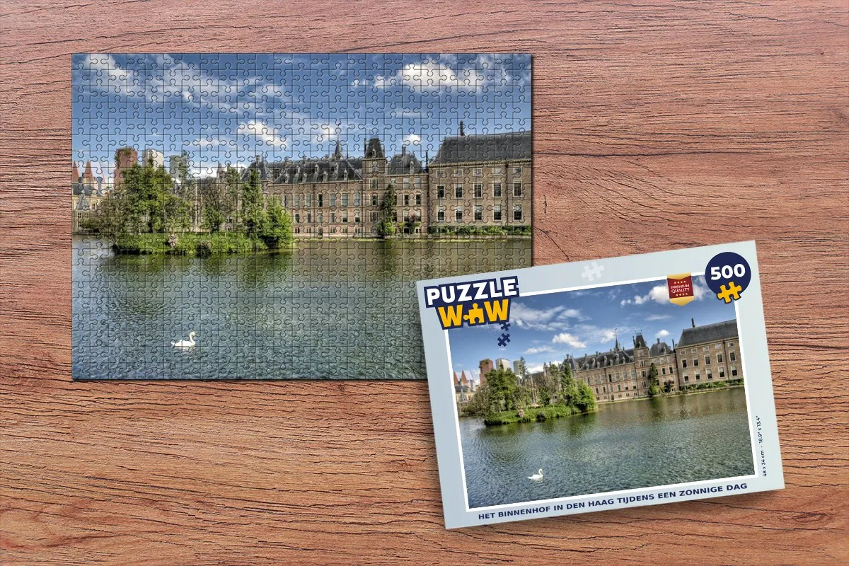 PuzzleWow Den Haag Vijver Zwaan Legpuzzel 500 Stuks - Multicolor
