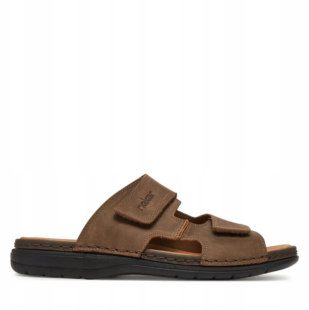 Rieker Heren Slippers Bruin/Beige Leer