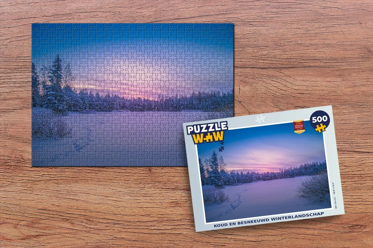 PuzzleWow Legpuzzel Koud Besneeuwd Winterlandschap 500 Stuks - Multicolor