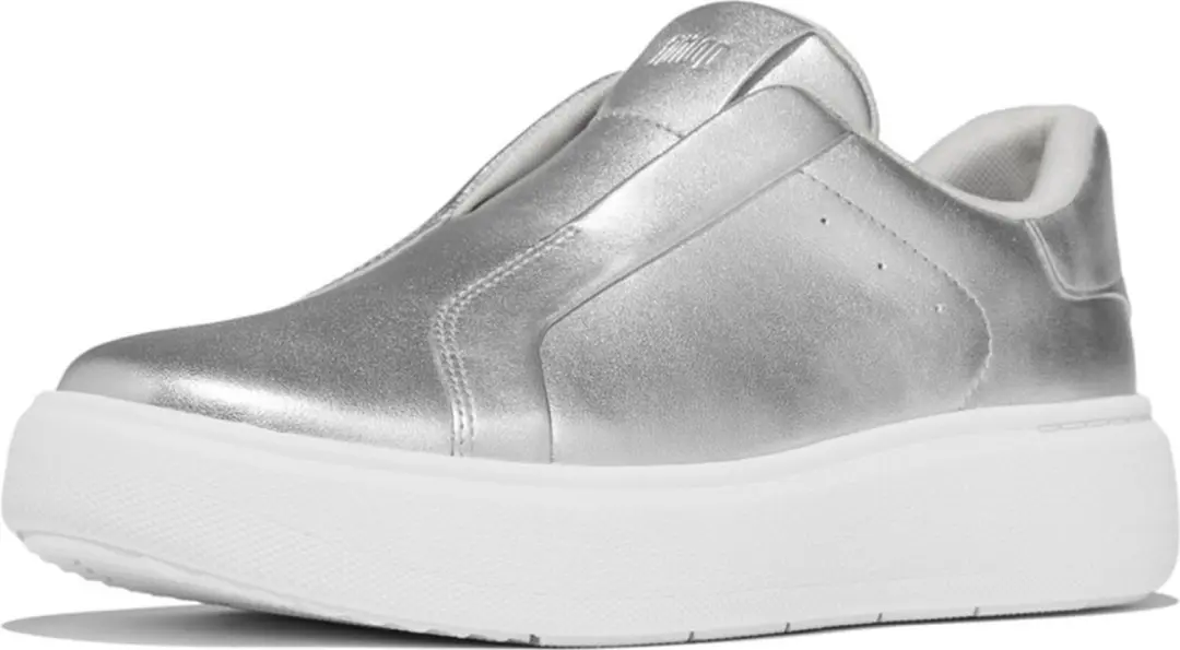 FitFlop Rtg Leather Laceless Sneakers ZILVER - Maat 40
