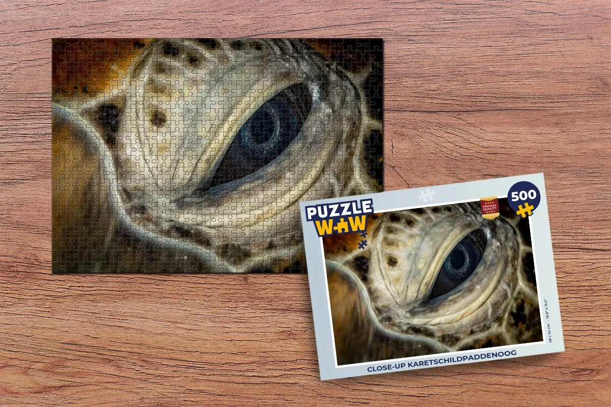 PuzzleWow Close-up Karetschildpaddenoog Legpuzzel 500 Stuks - Multicolor