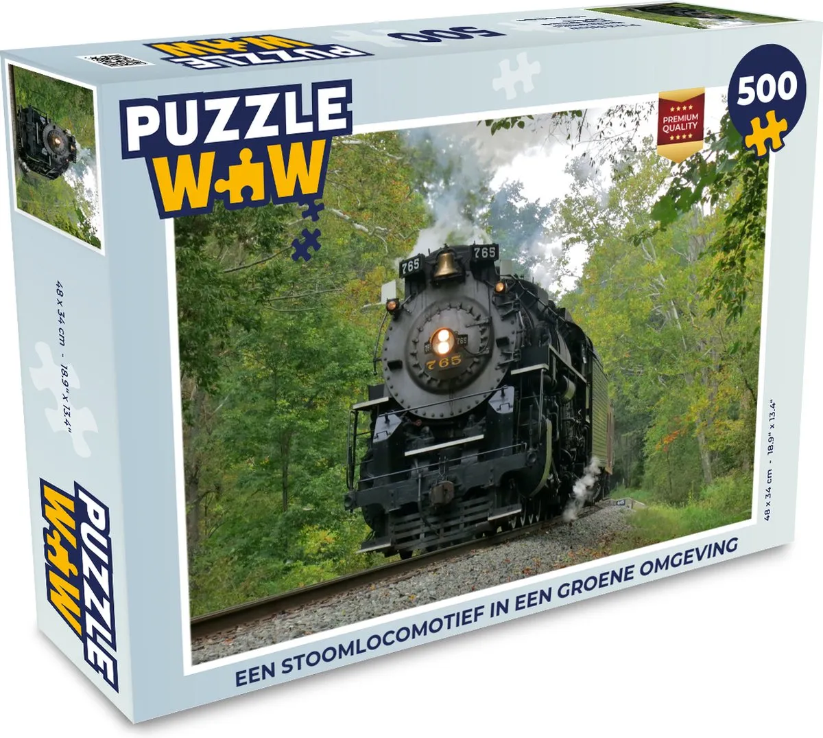 PuzzleWow Legpuzzel Stoomlocomotief Groene Omgeving 500 Stuks