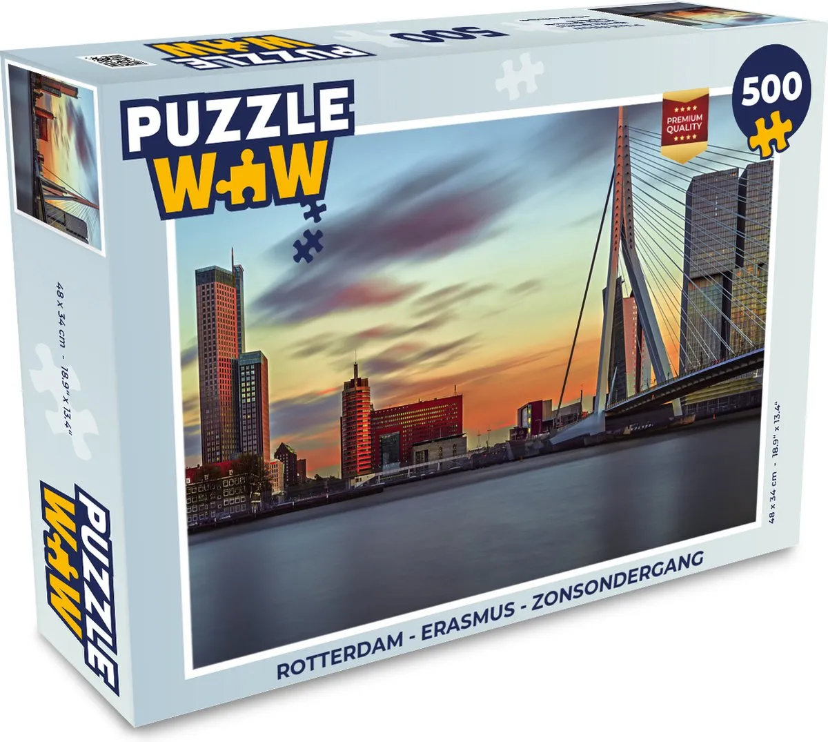 PuzzleWow Rotterdam Erasmus Zonsondergang Legpuzzel 500 Stuks