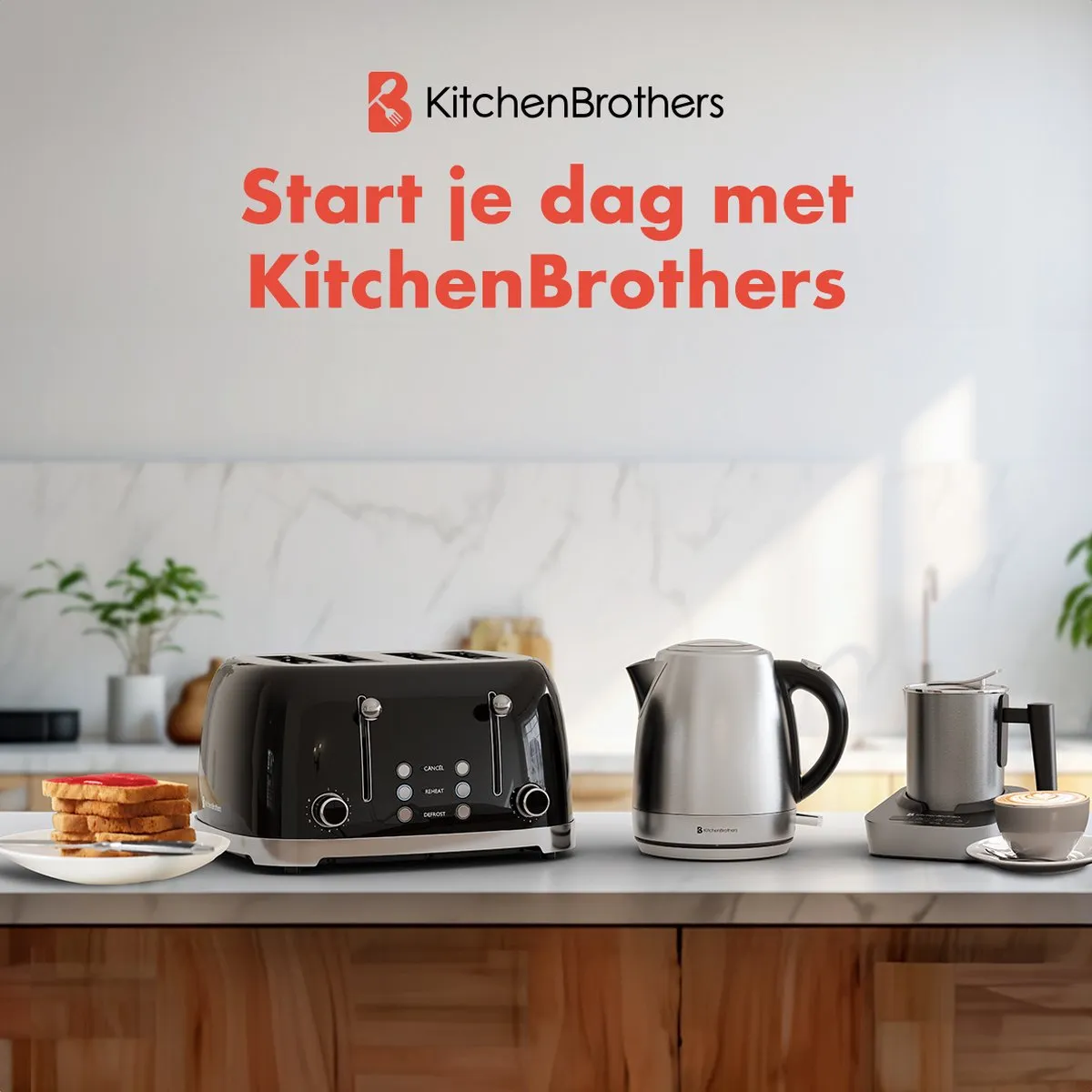 KitchenBrothers KB4067 Waterkoker 1L - 2200W - RVS