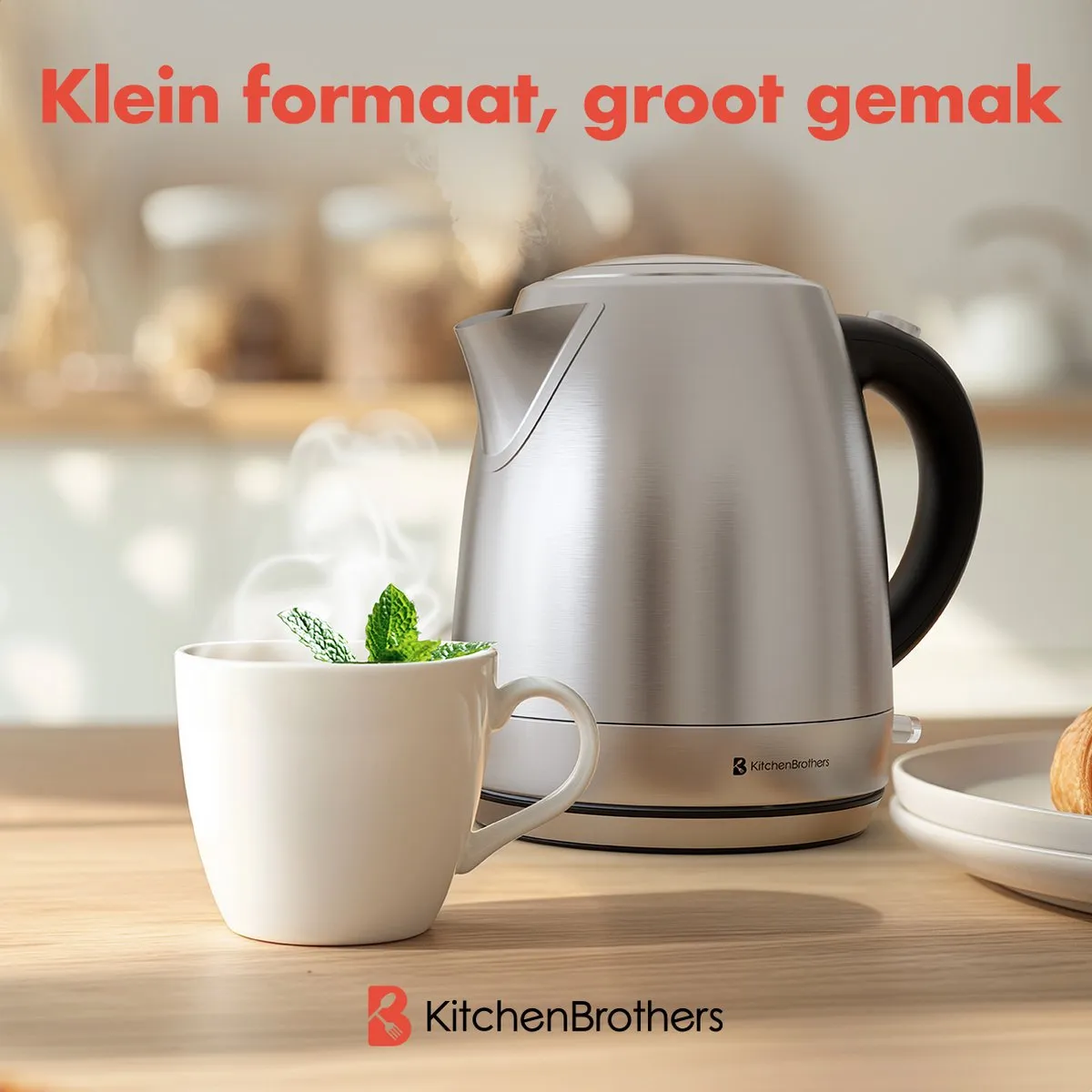 KitchenBrothers KB4067 Waterkoker 1L - 2200W - RVS
