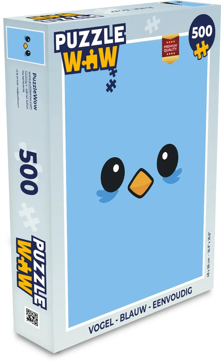 PuzzleWow Vogel Legpuzzel 500 Stuks - Blauw