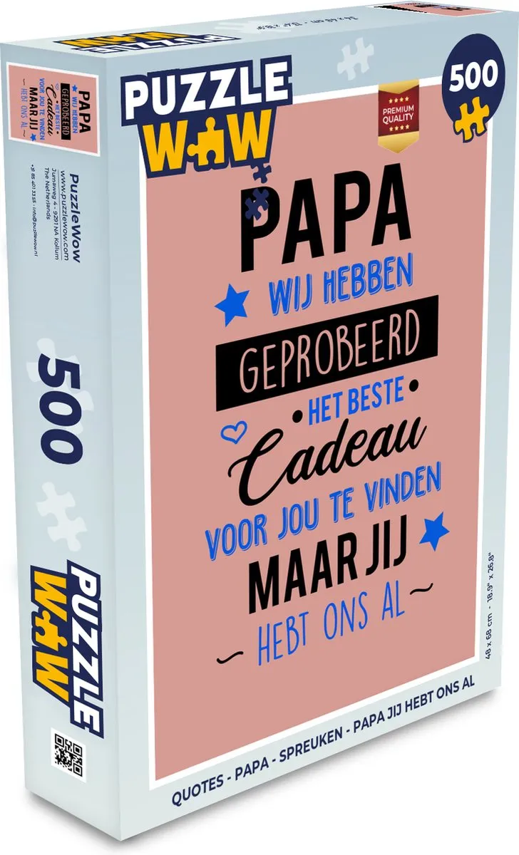 PuzzleWow Papa Jij Hebt Ons Al Legpuzzel 500 Stuks