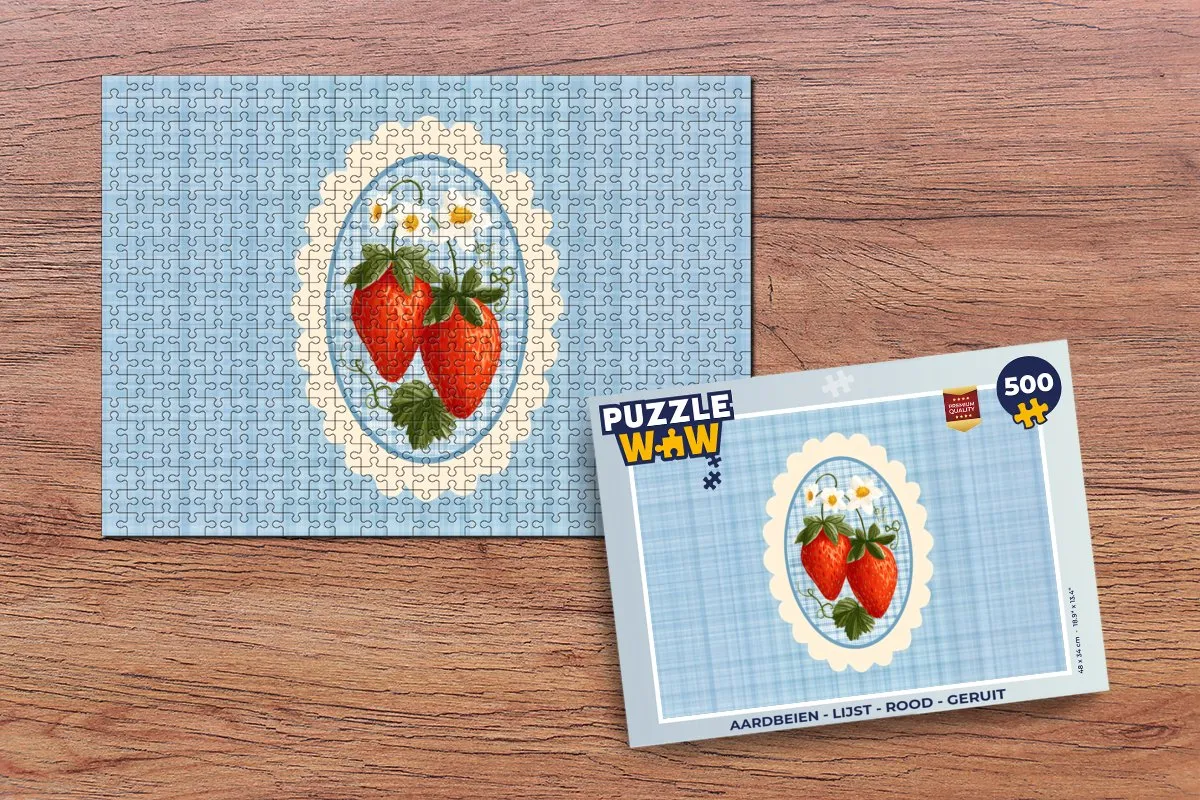 PuzzleWow Aardbeien Legpuzzel 500 Stuks - Rood/Geruit