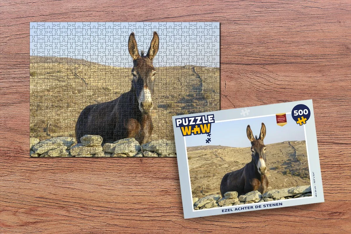 PuzzleWow Puzzel Ezel Achter de Stenen Legpuzzel 500 Stuks - Multicolor