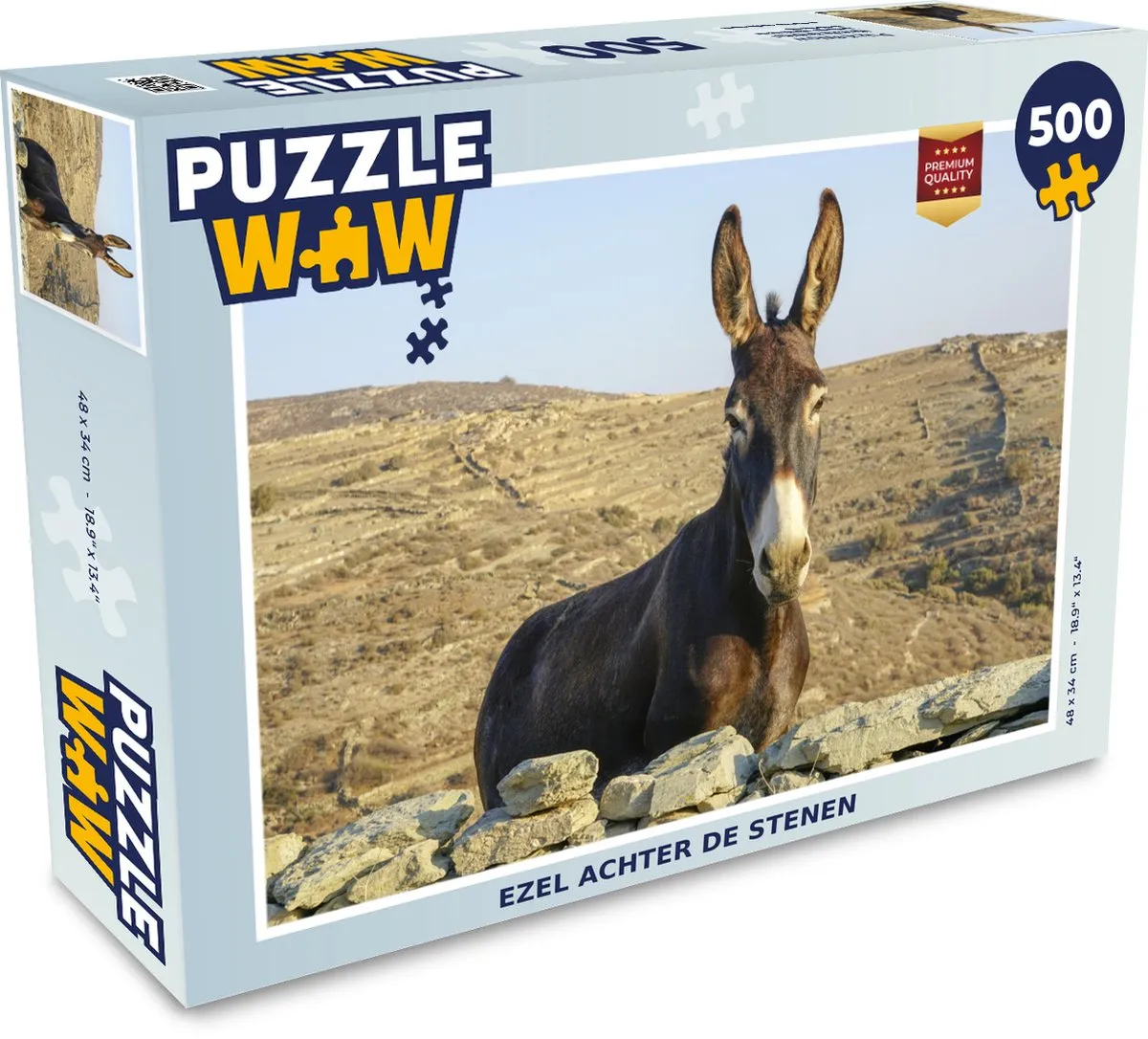 PuzzleWow Puzzel Ezel Achter de Stenen Legpuzzel 500 Stuks - Multicolor