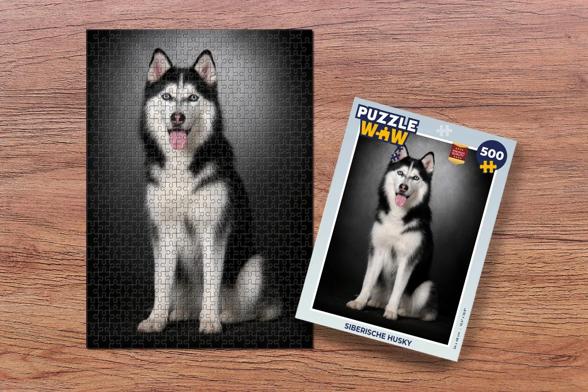 PuzzleWow Siberische Husky Legpuzzel 500 Stuks - Multicolor