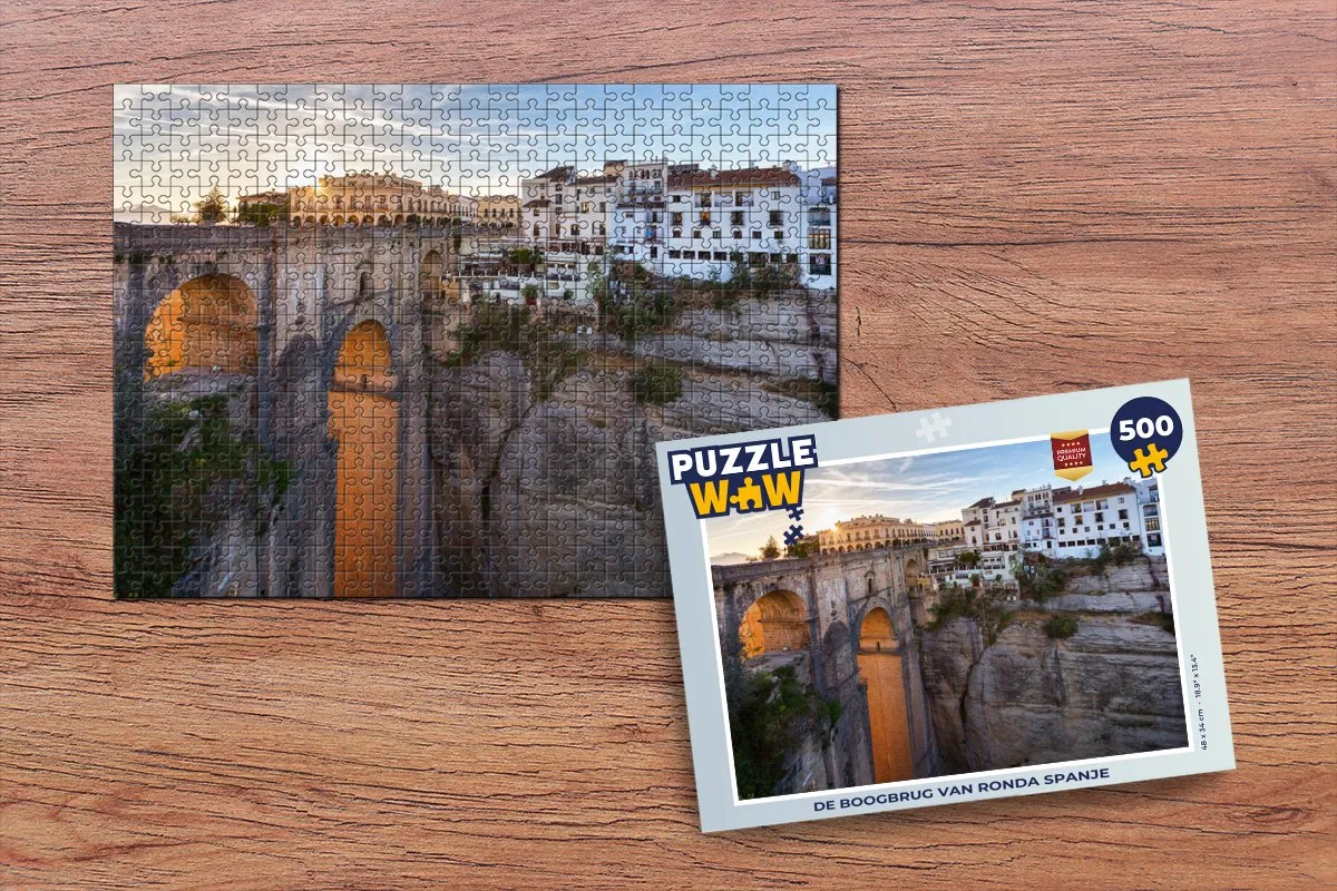 PuzzleWow De boogbrug van Ronda Spanje Legpuzzel 500 Stuks - Multicolor